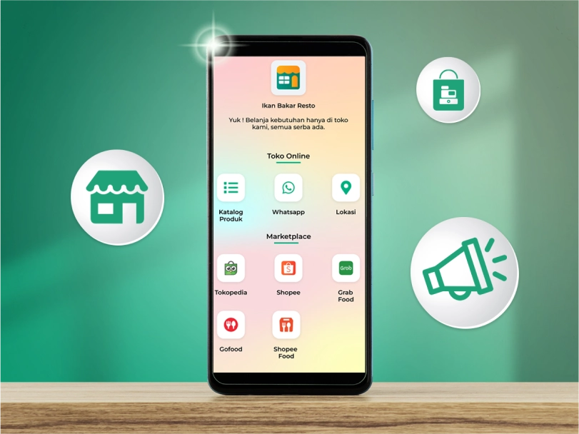 fitur link bio toko bernama link pintar yang terhubung dengan aplikasi kasir pintar
