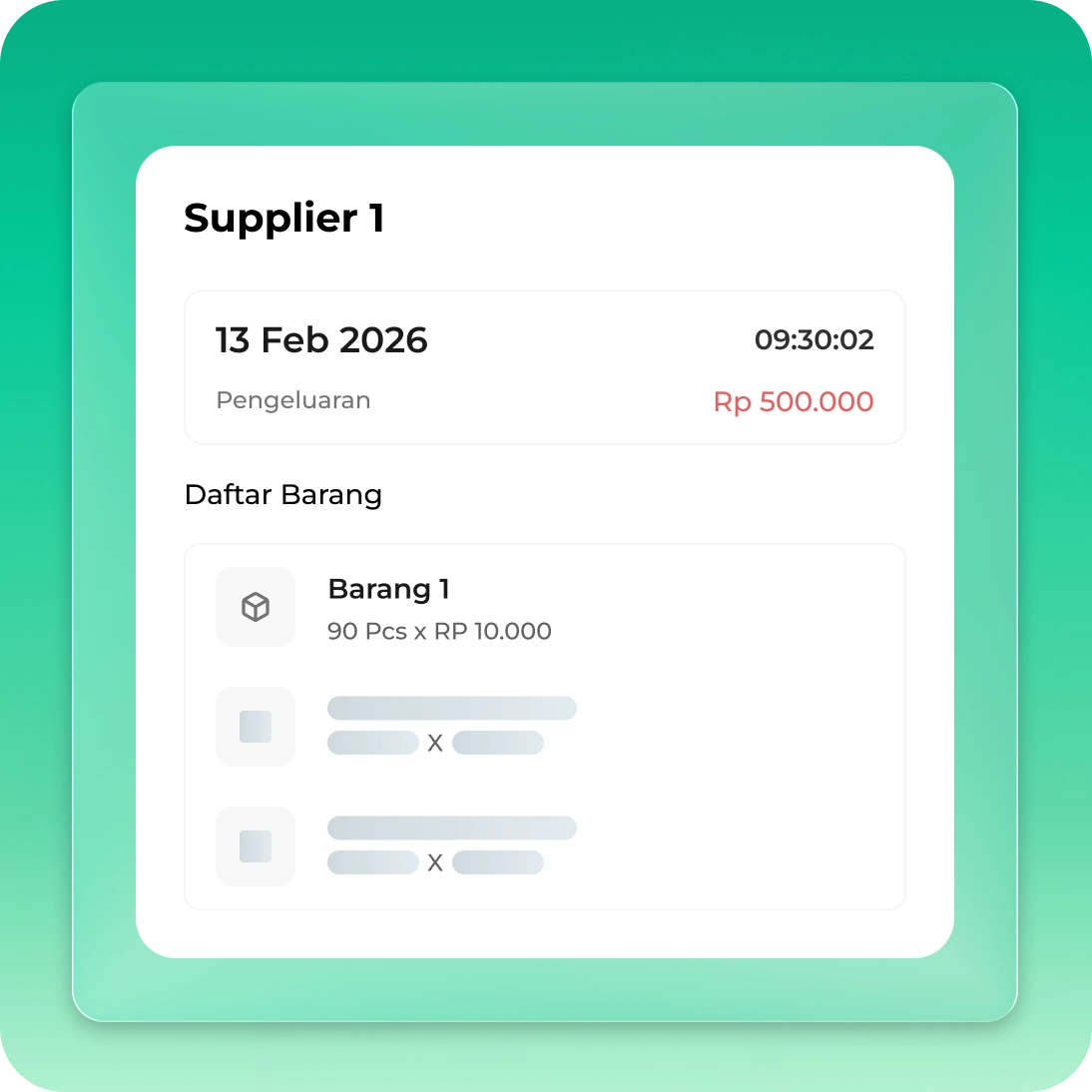 Catat Pembelian Stok per Supplier